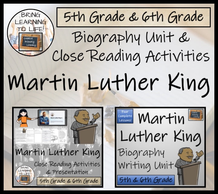 Martin Luther King Close Reading & Biography Bundle | 5th Grade & 6th Grade