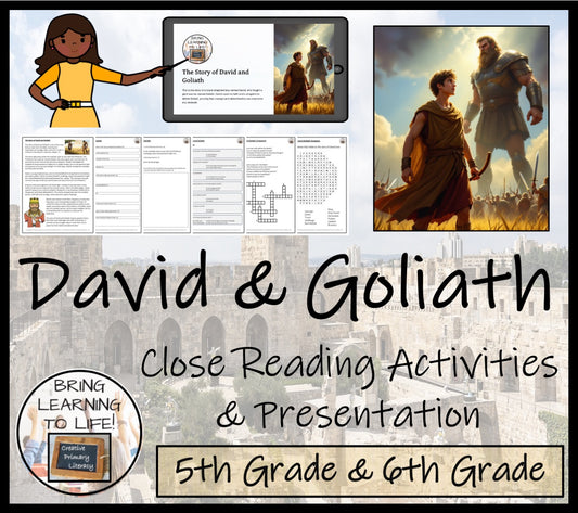 David and Goliath Story Close Reading Activities | 5th Grade & 6th Grade