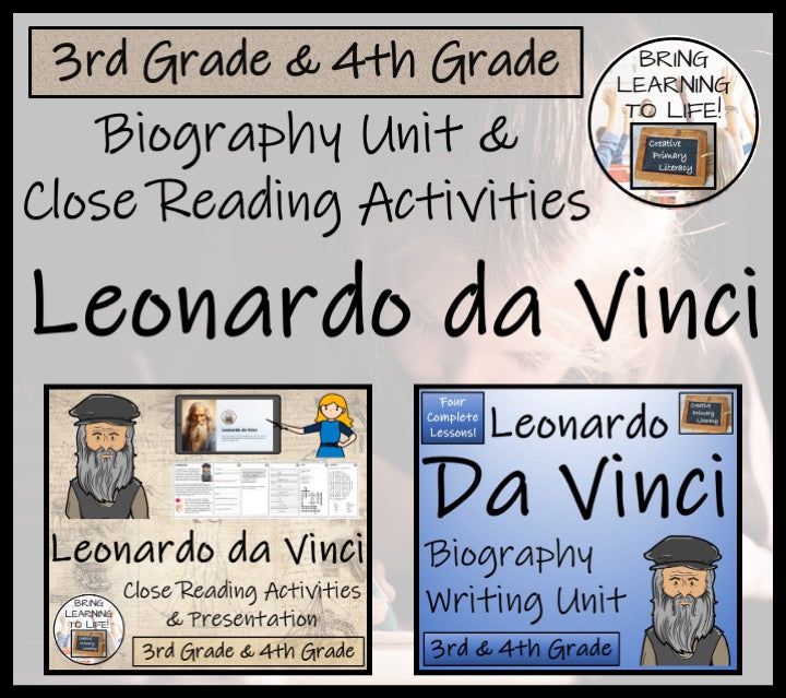 Leonardo da Vinci Close Reading & Biography Bundle | 3rd Grade & 4th Grade