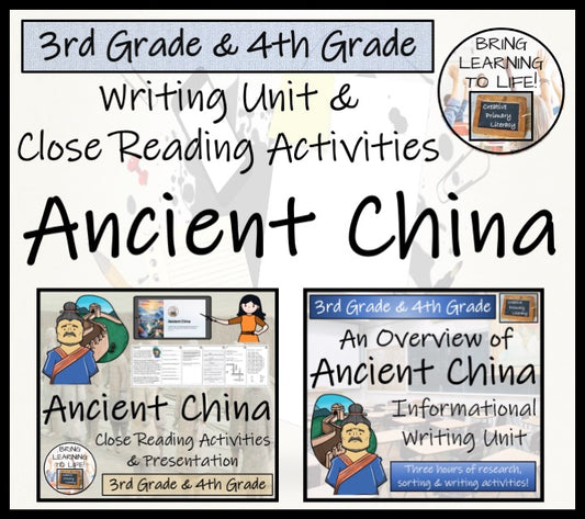 Ancient China Close Reading & Informational Writing Bundle | 3rd & 4th Grade