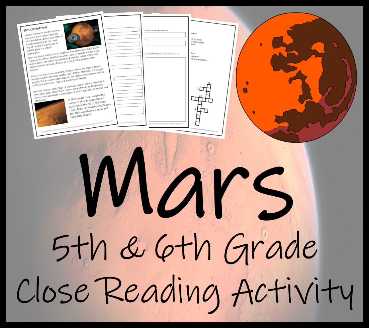 Mars Reading Mars The Red Planet Close Reading Comprehension Activity | 5th Grade ...