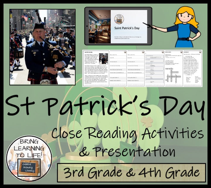 Saint Patrick's Day Close Reading Comprehension Activities | 3rd Grade & 4th Grade