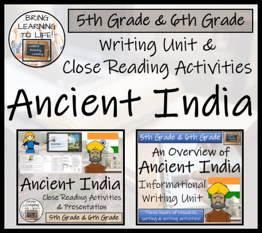 Ancient India Close Reading & Informational Writing Bundle | 5th & 6th Grade