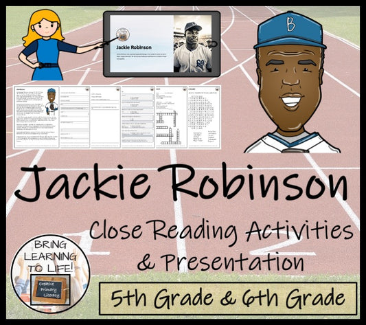 Jackie Robinson Close Reading Comprehension Activities | 5th Grade & 6th Grade