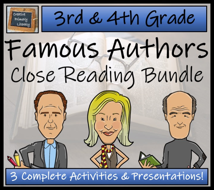 Children's Authors Close Reading Comprehension Activity Bundle | 3rd & 4th Grade