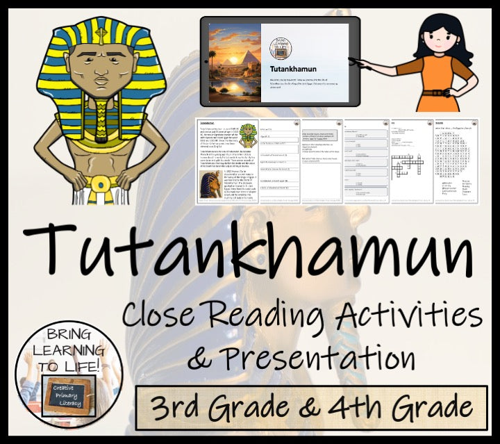 Tutankhamun Close Reading Comprehension Activities | 3rd Grade & 4th Grade