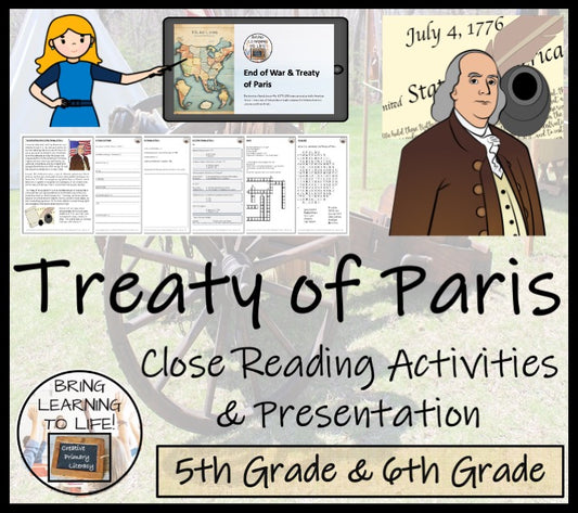 Treaty of Paris Close Reading Comprehension Activity | 5th Grade & 6th Grade