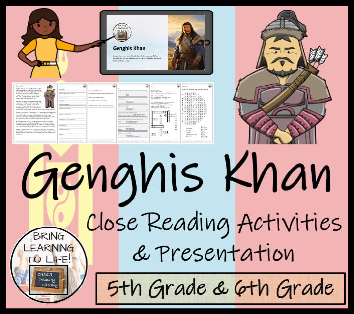 Genghis Khan Close Reading Comprehension Activities | 5th Grade & 6th Grade