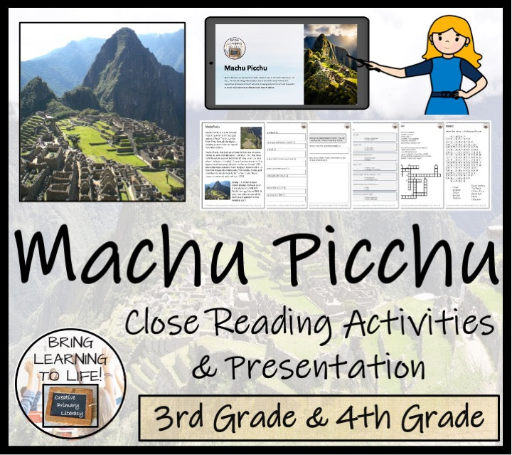 Machu Picchu Close Reading Comprehension Activities | 3rd Grade & 4th Grade