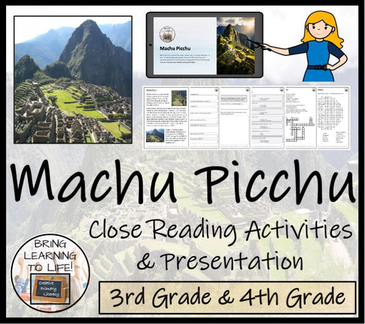 Machu Picchu Close Reading Comprehension Activities | 3rd Grade & 4th Grade