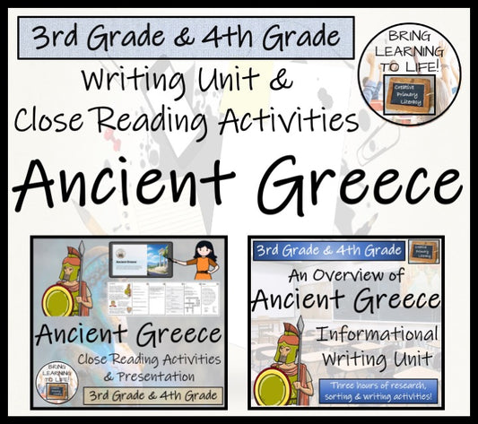 Ancient Greece Close Reading & Informational Writing Bundle 3rd & 4th Grade