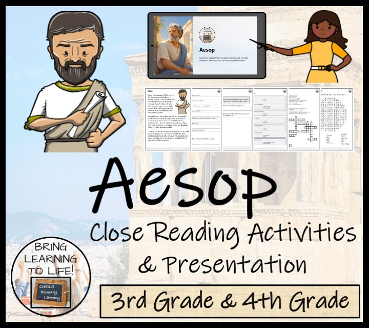 Aesop Close Reading Comprehension Activities | 3rd Grade & 4th Grade