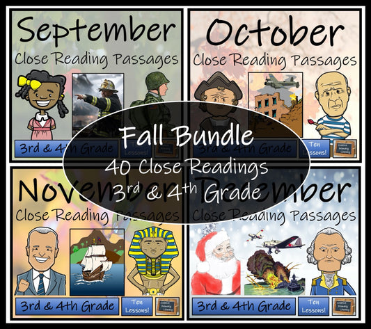 Fall Close Reading Comprehension Book Bundle | 3rd Grade & 4th Grade