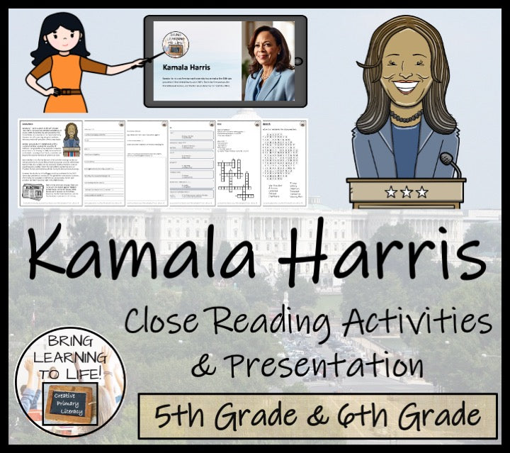 Kamala Harris Close Reading Comprehension Activities | 5th Grade & 6th ...