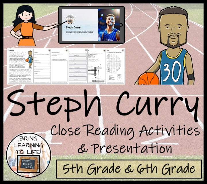 Stephen Curry Close Reading Comprehension Activities | 5th Grade & 6th Grade