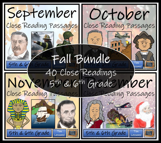 Fall Close Reading Comprehension Book Bundle | 5th Grade & 6th Grade