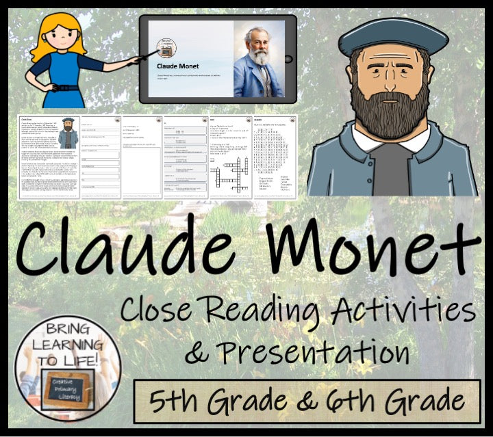 Claude Monet Close Reading Comprehension Activities | 5th Grade & 6th Grade