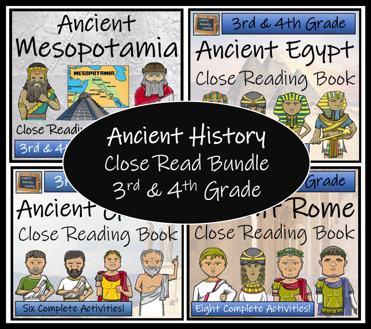 Ancient History Close Reading Comprehension Book Bundle | 3rd Grade & 4th Grade