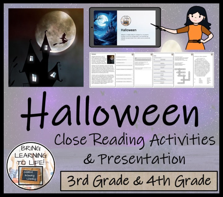 Halloween Close Reading Comprehension Activities | 3rd Grade & 4th Grade