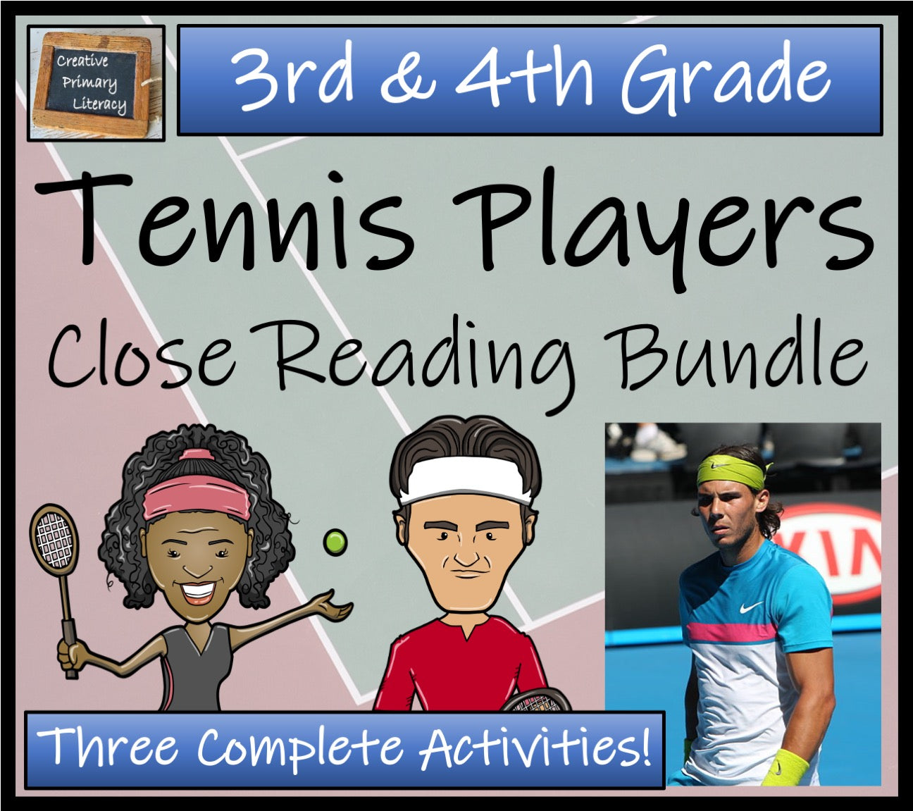 Greatest Tennis Players Close Reading Comprehension Bundle | 3rd Grade & 4th Grade