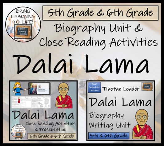 Dalai Lama Close Reading & Biography Bundle | 5th Grade & 6th Grade