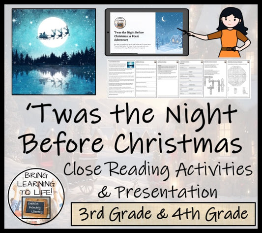 Twas the Night Before Christmas Close Reading Comprehension | 3rd & 4th Grade