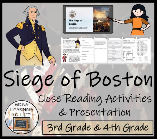 Siege of Boston Close Reading Comprehension Activities | 3rd Grade & 4th Grade