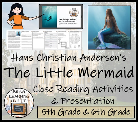 The Little Mermaid Reading Comprehension Hans Christian Andersen | 5th-6th Grade