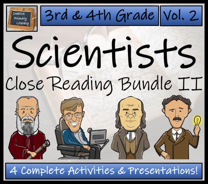 Famous Scientists Volume 2 Close Reading Comprehension Bundle | 3rd & 4th Grade