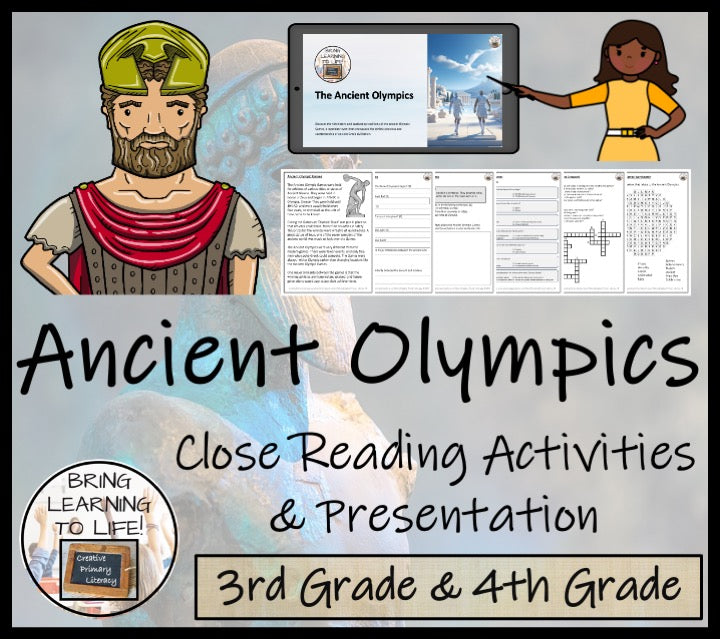 Ancient Olympic Games Close Reading Comprehension Activities | 3rd & 4th Grade