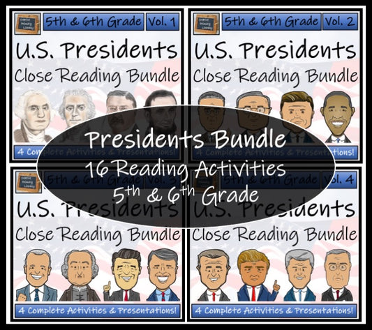 American Presidents Close Reading Comprehension Mega Bundle | 5th & 6th Grade