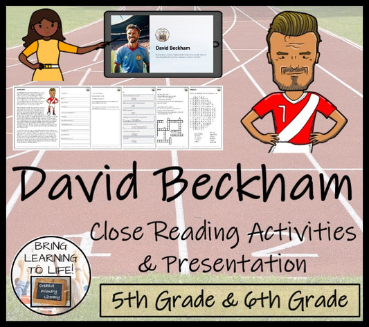 David Beckham Close Reading Comprehension Activities | 5th Grade & 6th Grade