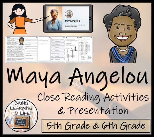 Maya Angelou Close Reading Comprehension Activities | 5th Grade & 6th Grade