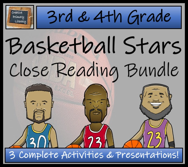 Basketball Players Close Reading Comprehension Activity Bundle | 3rd & 4th Grade