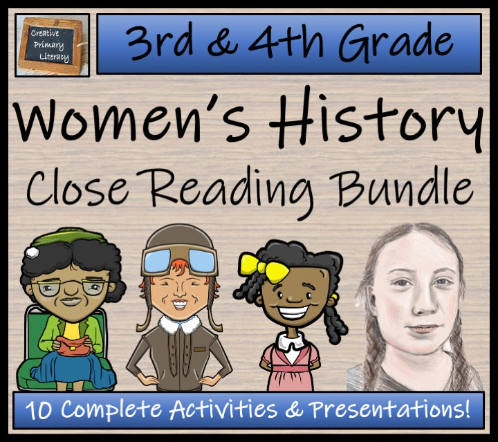 Womens History Month Close Reading Comprehension Bundle | 3rd Grade & 4th Grade