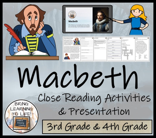 Macbeth Close Reading Comprehension Activities | 3rd Grade & 4th Grade