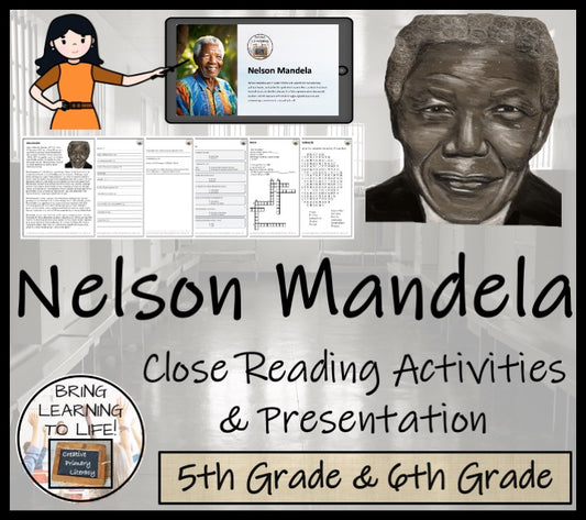 Nelson Mandela Close Reading Comprehension Activity | 5th Grade & 6th Grade