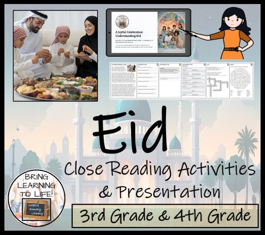 Eid Close Reading Comprehension Activities | 3rd Grade & 4th Grade