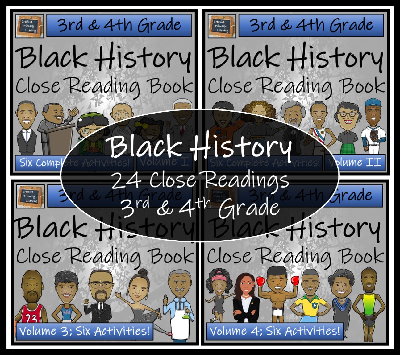 Black History Close Reading Comprehension Books 1 to 4 | 3rd Grade & 4th Grade