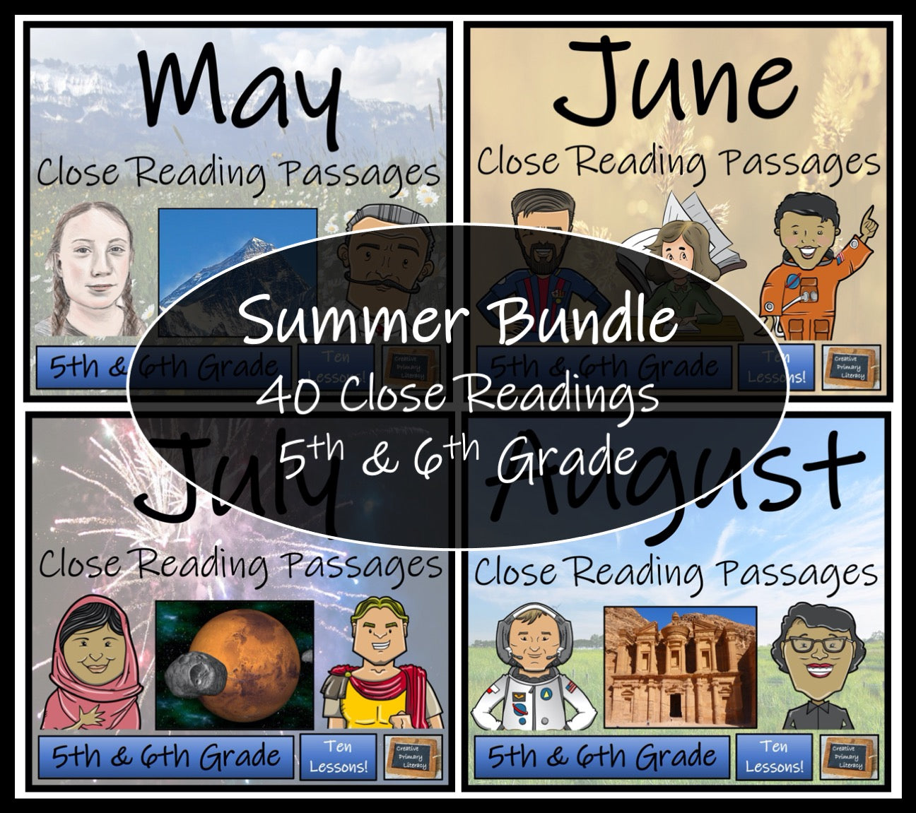 Summer Close Reading Comprehension Book Bundle | 5th Grade & 6th Grade