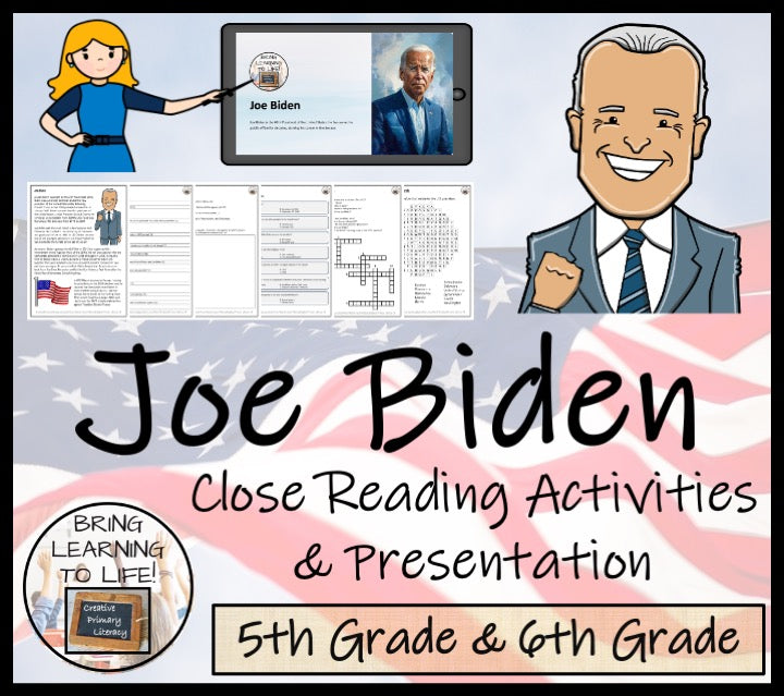 Joe Biden Close Reading Comprehension Activities | 5th Grade & 6th Grade