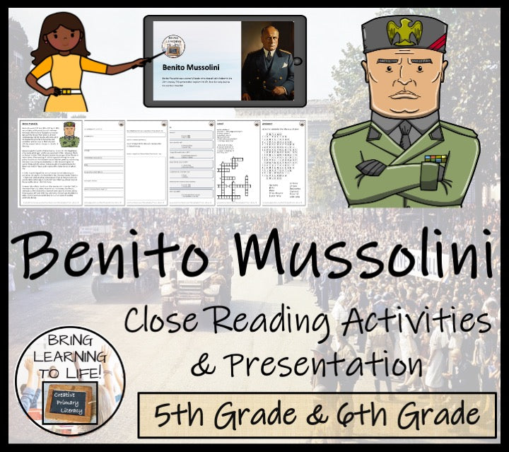 Benito Mussolini Close Reading Comprehension Activities | 5th Grade & 6th Grade