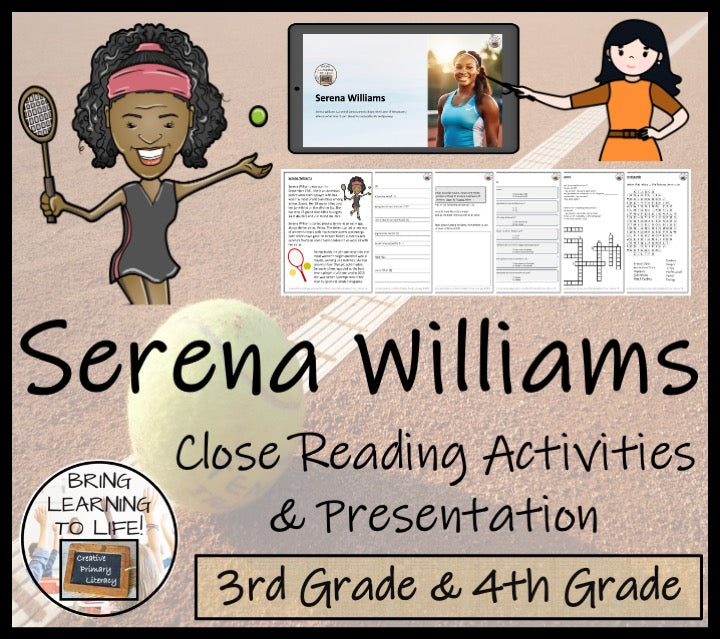 Serena Williams Close Reading Comprehension Activity | 3rd Grade & 4th Grade