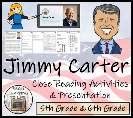 Jimmy Carter Close Reading Comprehension Activities | 5th Grade & 6th Grade