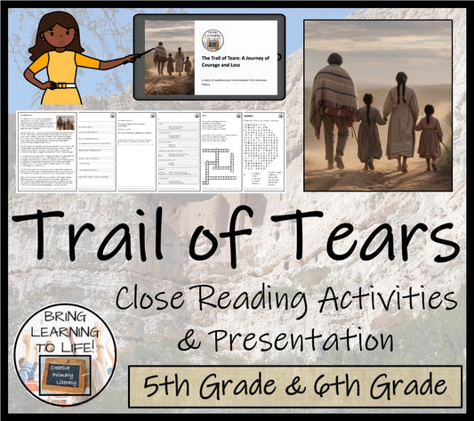 Trail of Tears Close Reading Comprehension Activities | 5th Grade & 6th Grade