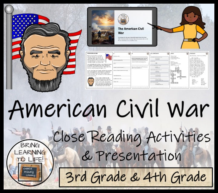 American Civil War Close Reading Comprehension Activities | 3rd Grade & 4th Grade