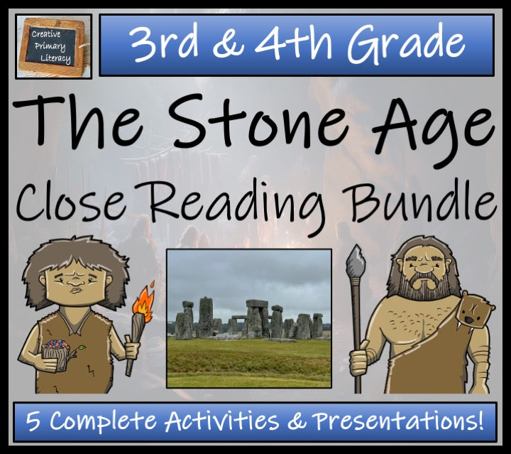 Stone Age Close Reading Comprehension Bundle | 3rd Grade & 4th Grade