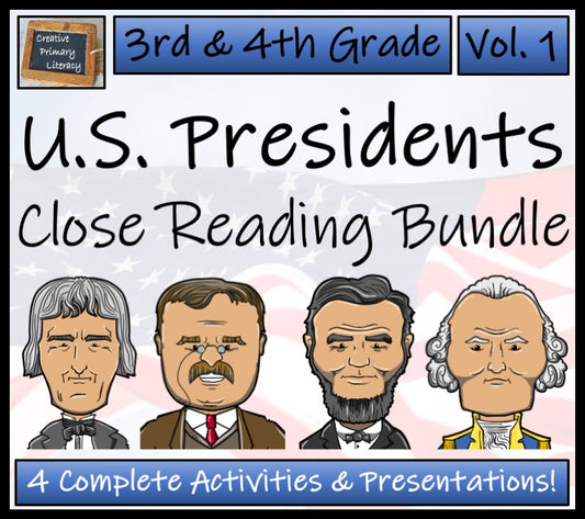 American Presidents Volume 1 Close Reading Activity Book 3rd Grade & 4th Grade