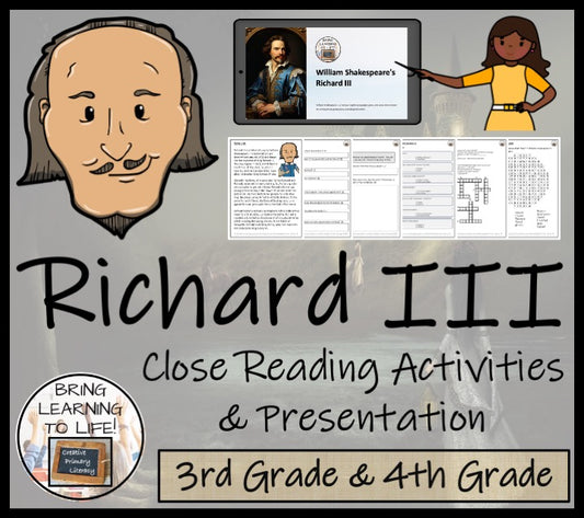 William Shakespeare's Richard III Close Reading Comprehension | 3rd & 4th Grade