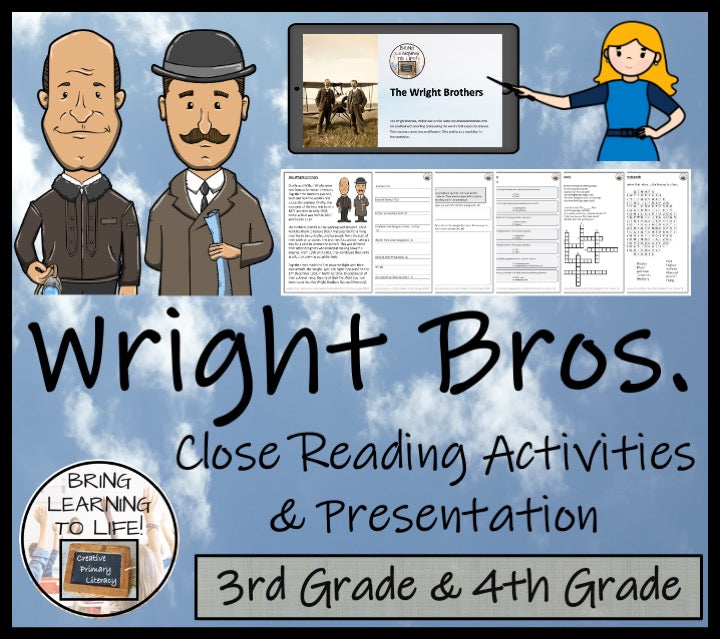 Wright Brothers Close Reading Comprehension Activities | 3rd Grade & 4th Grade